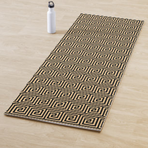 Griechisch Meander Key Squares Muster Brown Yogamatte