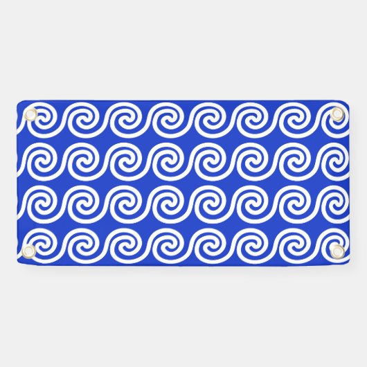 Griechisch Meander Key Waves Muster blau Banner (Horizontal)