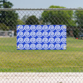 Griechisch Meander Key Waves Muster blau Banner (Insitu)