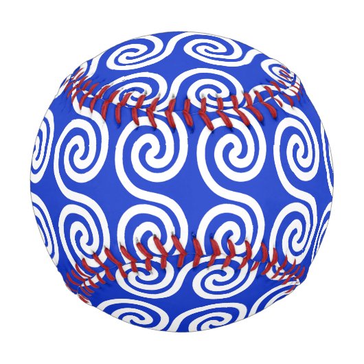 Griechisch Meander Key Waves Muster blau Baseball (Rückseite)