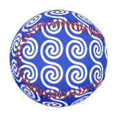 Griechisch Meander Key Waves Muster blau Baseball (Vorderseite Links)