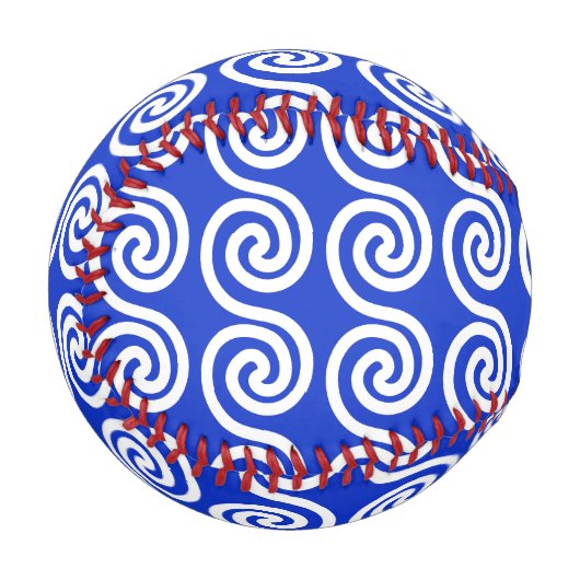 Griechisch Meander Key Waves Muster blau Baseball (Vorderseite Links)