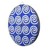 Griechisch Meander Key Waves Muster blau Dartscheibe (Vorderseite rechts)