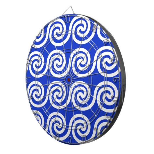 Griechisch Meander Key Waves Muster blau Dartscheibe (Vorderseite rechts)