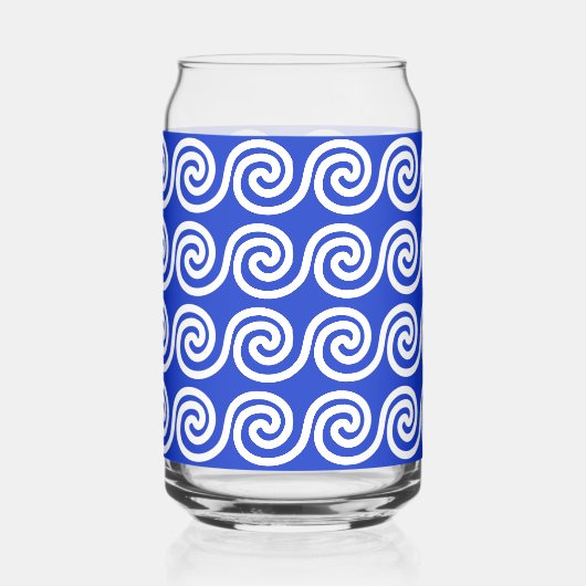 Griechisch Meander Key Waves Muster blau Dosenglas (Rechts)