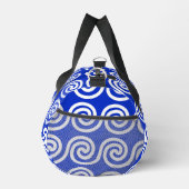 Griechisch Meander Key Waves Muster blau Duffle Bag (Rechts)