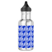 Griechisch Meander Key Waves Muster blau Edelstahlflasche (Rechts)