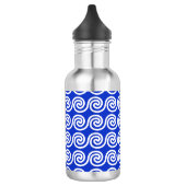 Griechisch Meander Key Waves Muster blau Edelstahlflasche (Links)