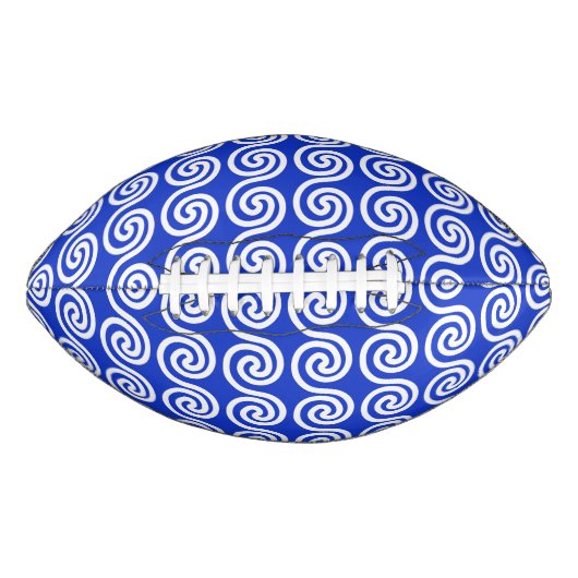 Griechisch Meander Key Waves Muster blau Football (Vorderseite)