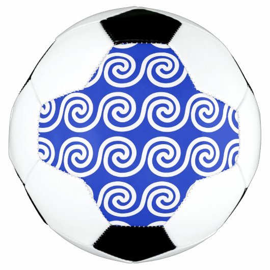 Griechisch Meander Key Waves Muster blau Fußball (Vorderseite)