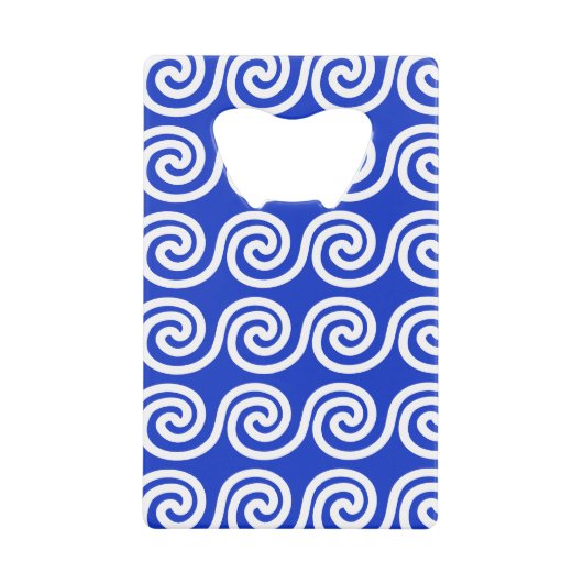Griechisch Meander Key Waves Muster blau Geldbeutel Flaschenöffner (Vorderseite)