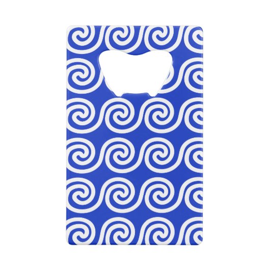 Griechisch Meander Key Waves Muster blau Geldbeutel Flaschenöffner (Rückseite)