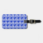Griechisch Meander Key Waves Muster blau Gepäckanhänger (Vorderseite horizontal)