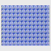 Griechisch Meander Key Waves Muster blau Geschenkpapier (Flach)