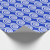 Griechisch Meander Key Waves Muster blau Geschenkpapier (Ecke)