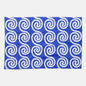 Griechisch Meander Key Waves Muster blau Geschirrtuch (Horizontal)