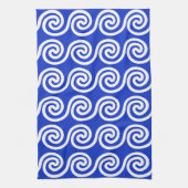 Griechisch Meander Key Waves Muster blau Geschirrtuch (Vertikal)