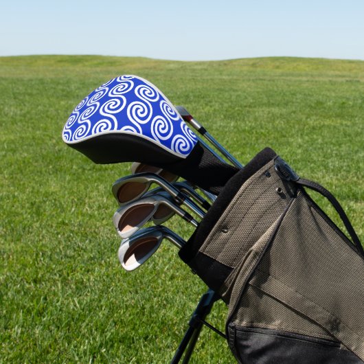 Griechisch Meander Key Waves Muster blau Golf Headcover (In SItu)