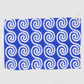 Griechisch Meander Key Waves Muster blau Golfhandtuch (Horizontal)