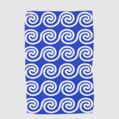 Griechisch Meander Key Waves Muster blau Golfhandtuch (Vorderseite)