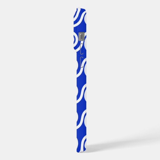 Griechisch Meander Key Waves Muster blau iPhone Hülle (Linke Seite)