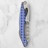 Griechisch Meander Key Waves Muster blau Kellnermesser (Rückseite)