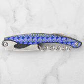 Griechisch Meander Key Waves Muster blau Kellnermesser (Vorderseite)