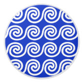 Griechisch Meander Key Waves Muster blau Keramikknauf (Vorderseite)