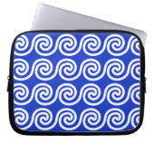 Griechisch Meander Key Waves Muster blau Laptopschutzhülle (Vorderseite)