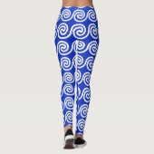 Griechisch Meander Key Waves Muster blau Leggings (Rückseite)
