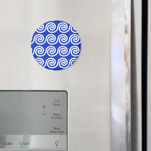 Griechisch Meander Key Waves Muster blau Magnet (In Situ (Kühlschrank))