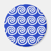 Griechisch Meander Key Waves Muster blau Magnet (Vorne)