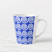Griechisch Meander Key Waves Muster blau Milchtasse (Rechts)