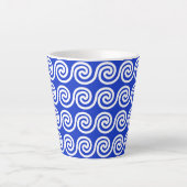 Griechisch Meander Key Waves Muster blau Milchtasse (Vorderseite)