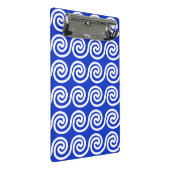 Griechisch Meander Key Waves Muster blau Mini Klemmbrett (Schrägansicht)