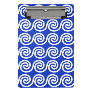 Griechisch Meander Key Waves Muster blau Mini Klemmbrett
