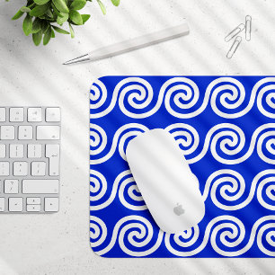 Griechisch Meander Key Waves Muster blau Mousepad