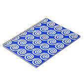 Griechisch Meander Key Waves Muster blau Notizblock (Linke Seite)