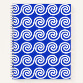 Griechisch Meander Key Waves Muster blau Notizblock (Vorderseite)