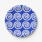 Griechisch Meander Key Waves Muster blau Pappteller (Vorderseite)