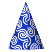 Griechisch Meander Key Waves Muster blau Partyhütchen (Rückseite)