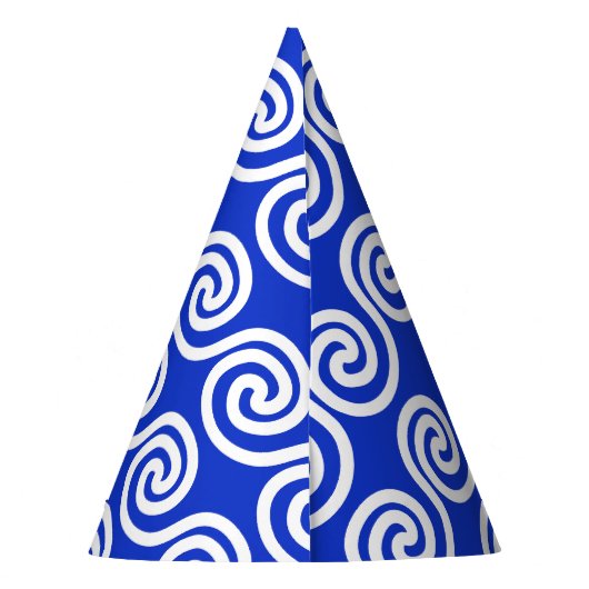 Griechisch Meander Key Waves Muster blau Partyhütchen (Rückseite)