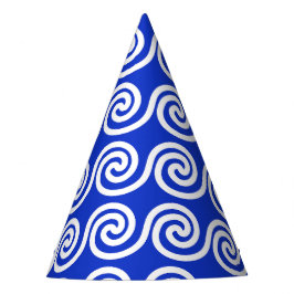 Griechisch Meander Key Waves Muster blau Partyhütchen