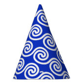 Griechisch Meander Key Waves Muster blau Partyhütchen (Rechts)