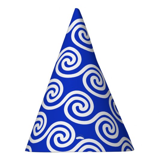 Griechisch Meander Key Waves Muster blau Partyhütchen (Rechts)