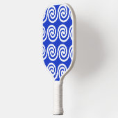 Griechisch Meander Key Waves Muster blau Pickleball Schläger (Links)