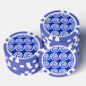 Griechisch Meander Key Waves Muster blau Pokerchips (Stapel)