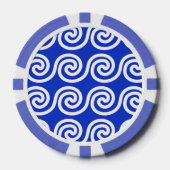 Griechisch Meander Key Waves Muster blau Pokerchips (Vorderseite)