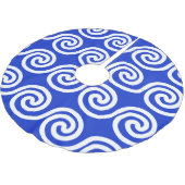 Griechisch Meander Key Waves Muster blau Polyester Weihnachtsbaumdecke (Schrägansicht)