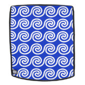 Griechisch Meander Key Waves Muster blau Rucksack (Abnehmbare Front)
